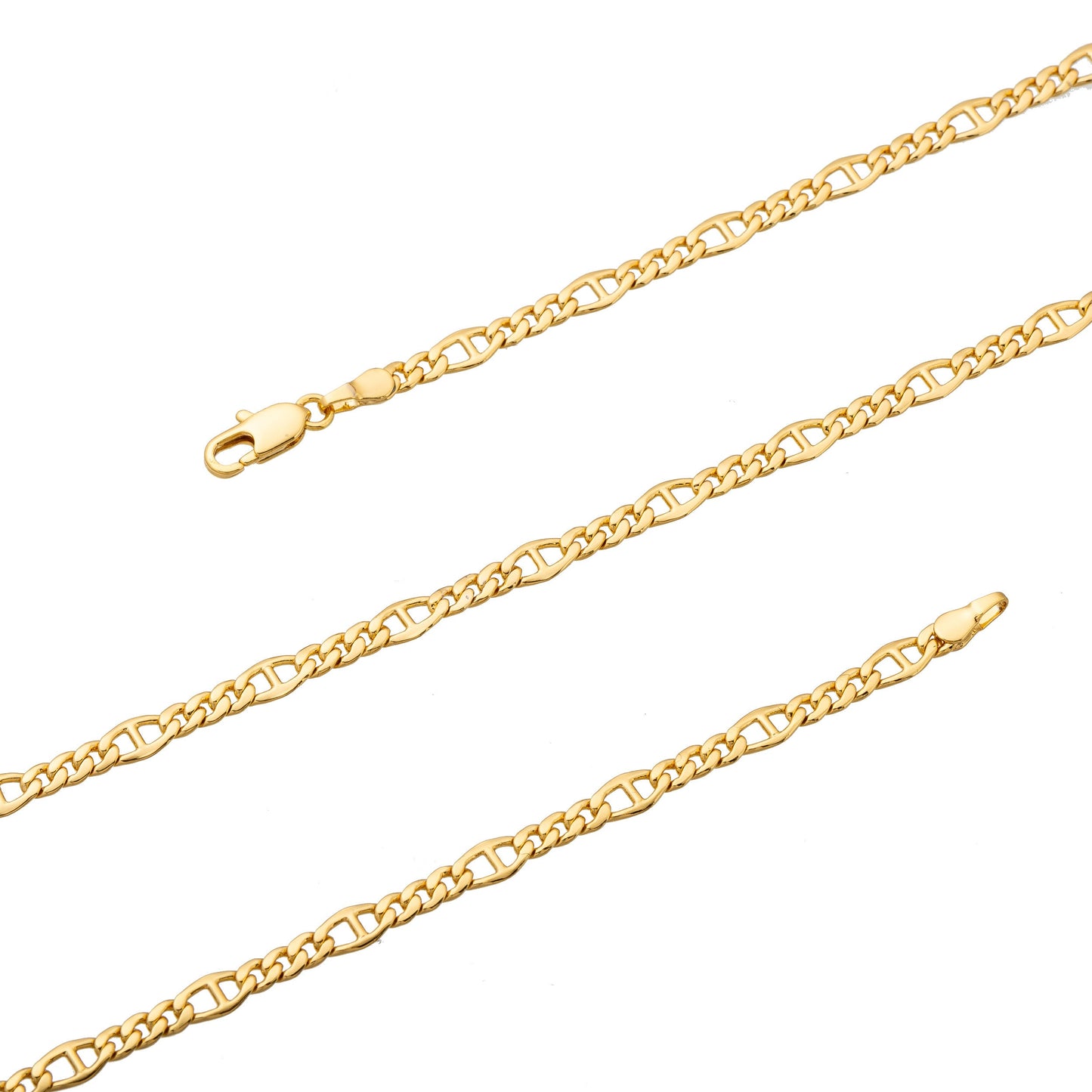 1pc 23.5'' Ready to Use 24K Gold Unique Necklace Chain, Anchor and Cuban Layering Chain Dainty Necklace, Perfect for Pendant Necklace, 157