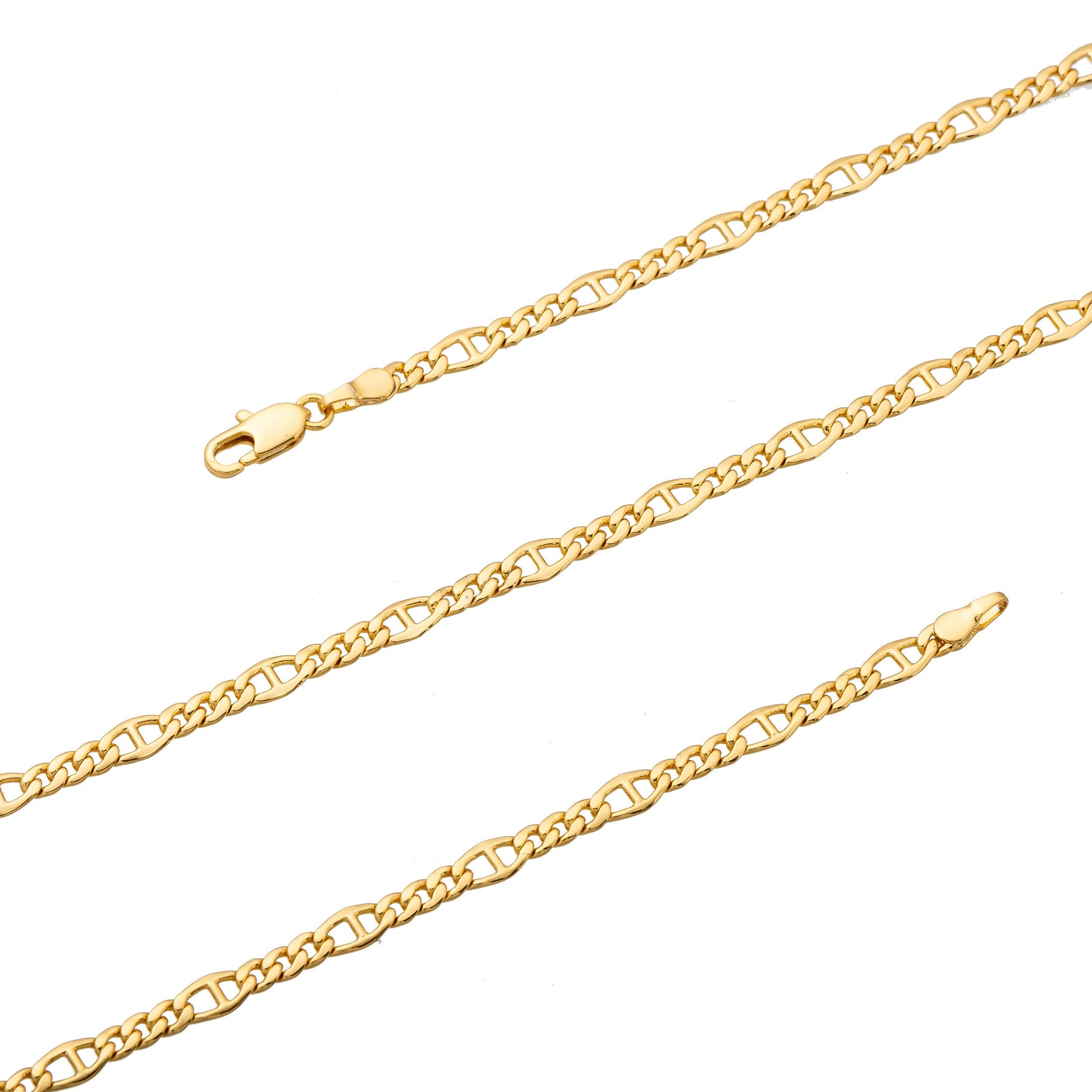 1pc 23.5'' Ready to Use 24K Gold Unique Necklace Chain, Anchor and Cuban Layering Chain Dainty Necklace, Perfect for Pendant Necklace, 157