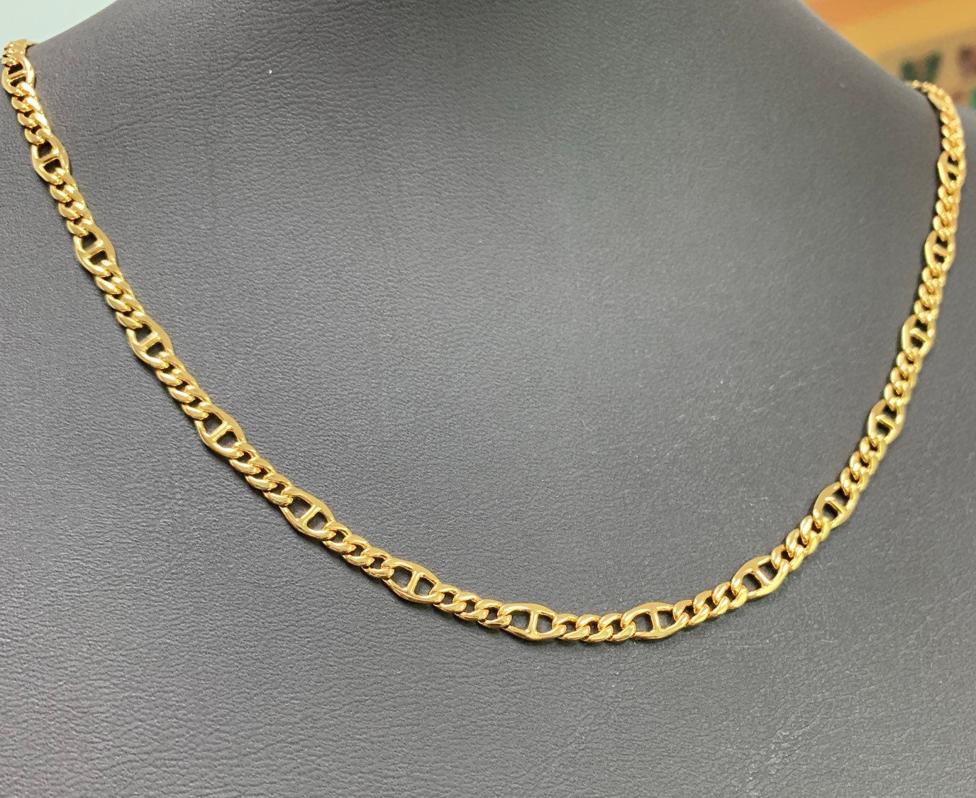 1pc 23.5'' Ready to Use 24K Gold Unique Necklace Chain, Anchor and Cuban Layering Chain Dainty Necklace, Perfect for Pendant Necklace, 157