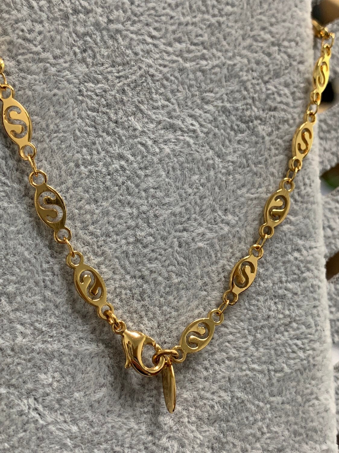 1pc 17.5'' Ready to Use 24K Goldplated Unique Necklace Chain, Layering Oval Plate S Chain Dainty Necklace Perfect for Pendant Necklace, 171