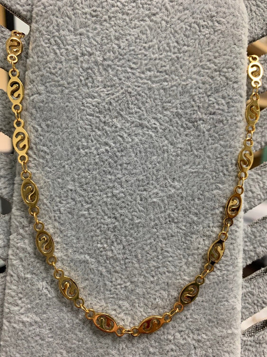 1pc 17.5'' Ready to Use 24K Goldplated Unique Necklace Chain, Layering Oval Plate S Chain Dainty Necklace Perfect for Pendant Necklace, 171