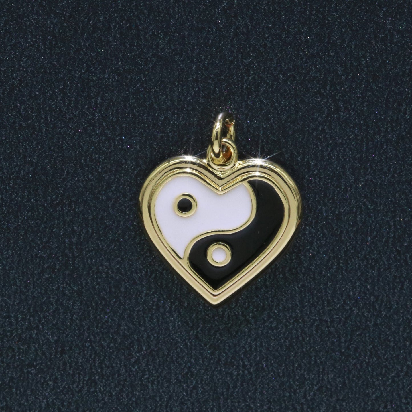 Colorful Enamel Yin yang Charm Heart Pendant, 14K Gold Filled Enamel Y2K Jewelry Pendant, Summer Trend Necklace Bracelet Charm