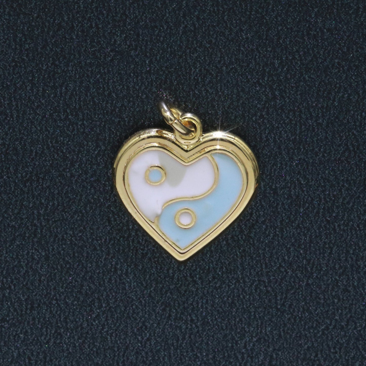 Colorful Enamel Yin yang Charm Heart Pendant, 14K Gold Filled Enamel Y2K Jewelry Pendant, Summer Trend Necklace Bracelet Charm