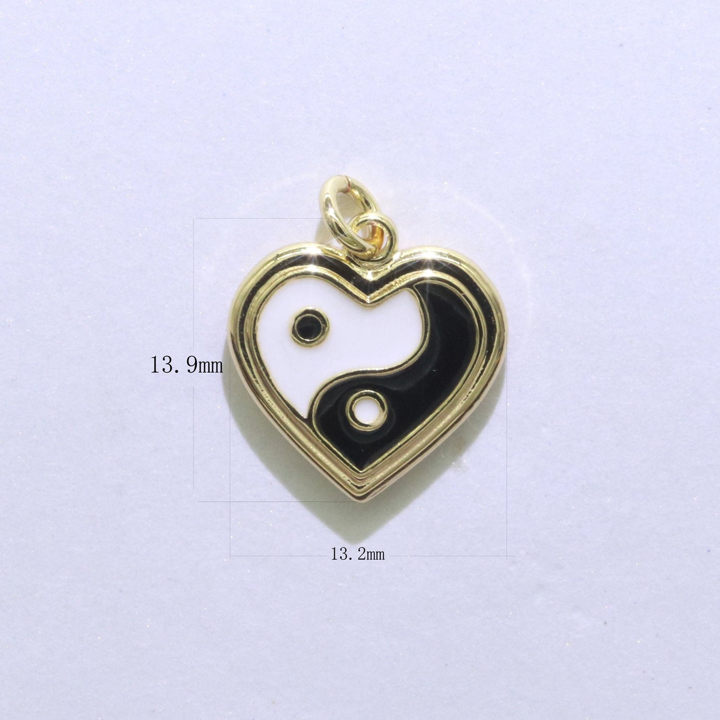 Colorful Enamel Yin yang Charm Heart Pendant, 14K Gold Filled Enamel Y2K Jewelry Pendant, Summer Trend Necklace Bracelet Charm