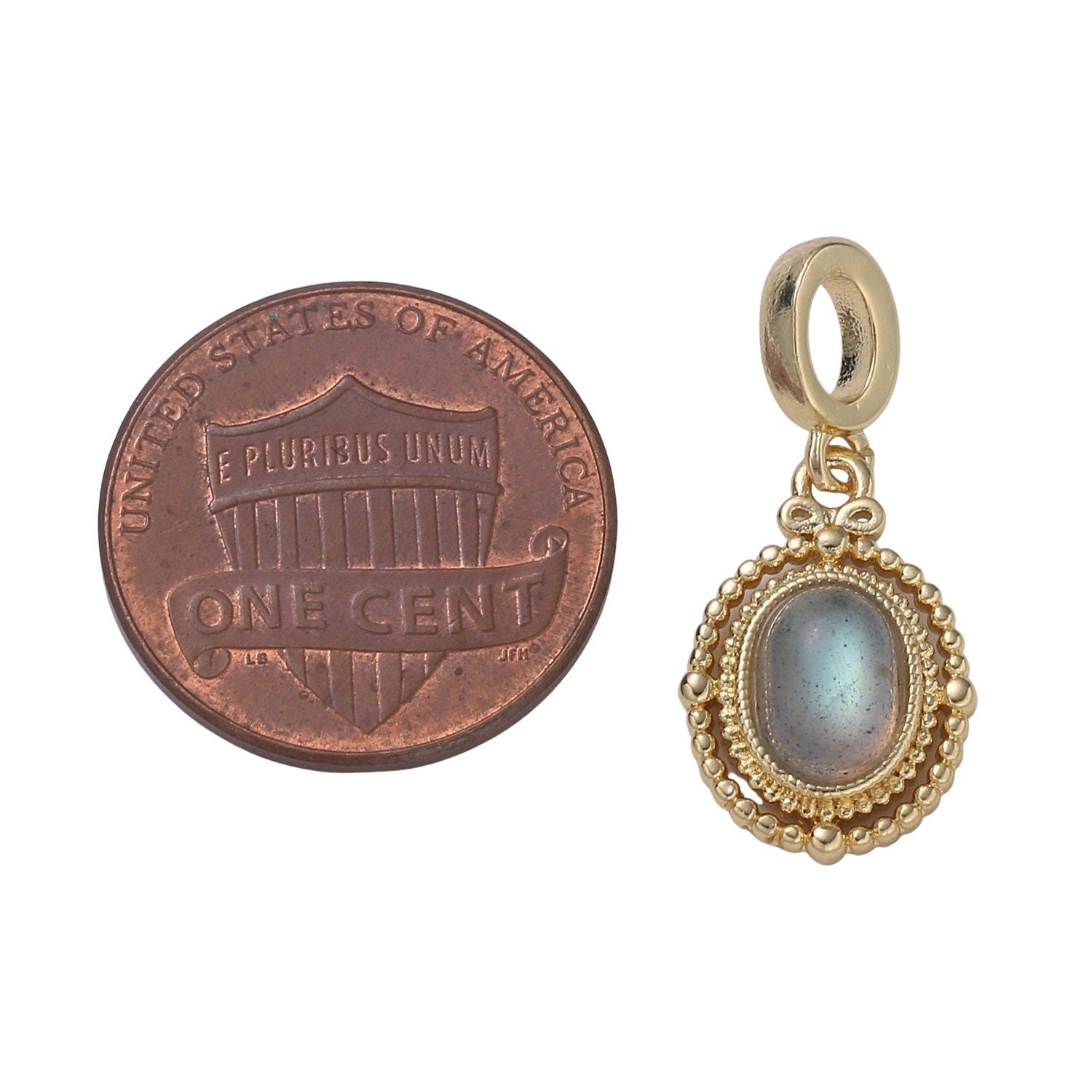 Gold Oval Moonstone Solitaire Charm Classic Design Pendant For Bracelet Necklace Supply DIY Jewelry pdgf 2174