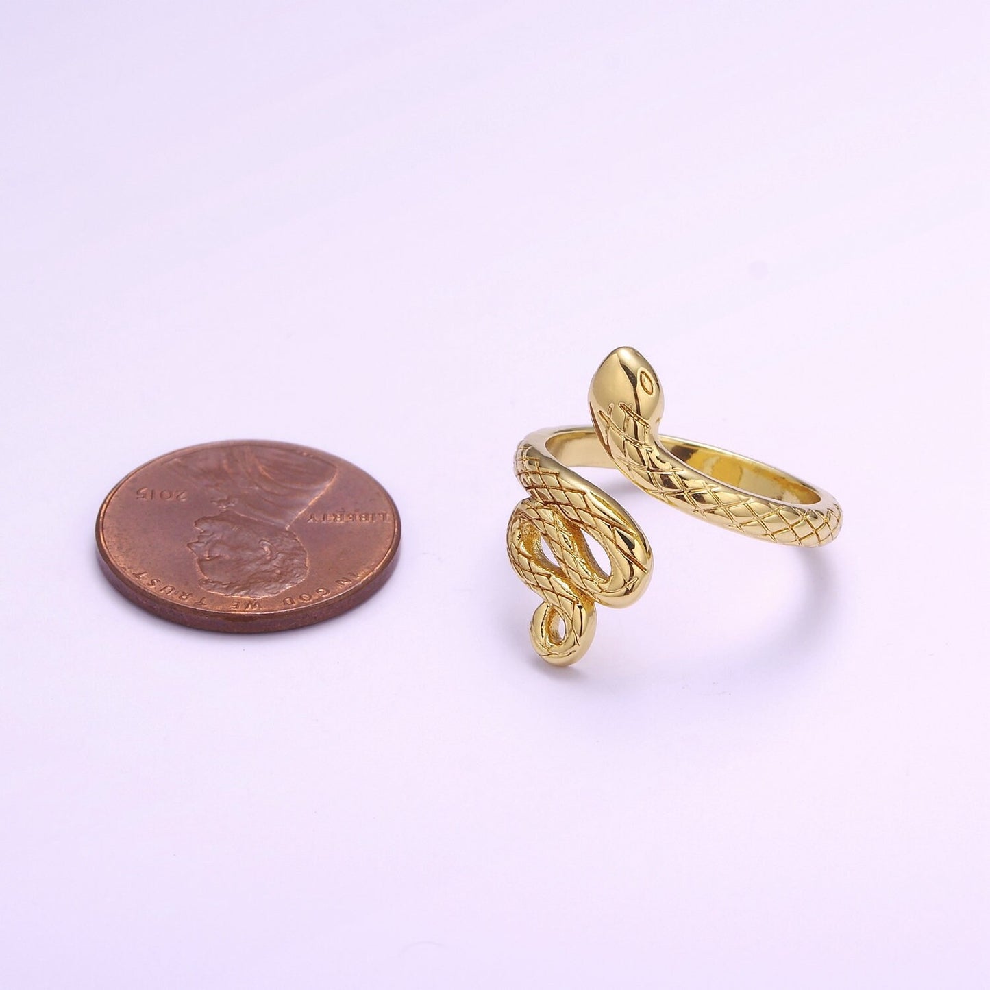 3D Gold snake ring, serpent ring, Statement ring, Gold Open Snake Ring, Twist ring, Stackable ring, Animal ring US SIze 5 O321