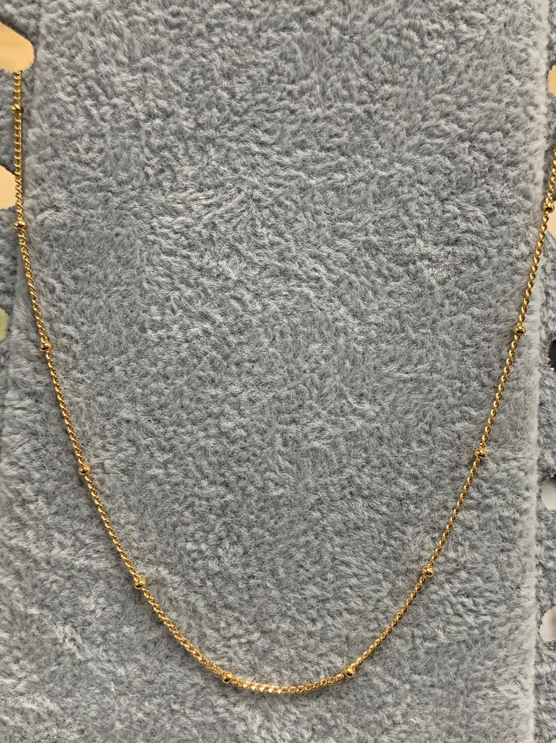 17.5'' Ready to Use 24K Gold Thin Rolo Necklace Chain, Layering Ball Rolo Chain Dainty Necklace, For Pendant Charm Necklace, 174