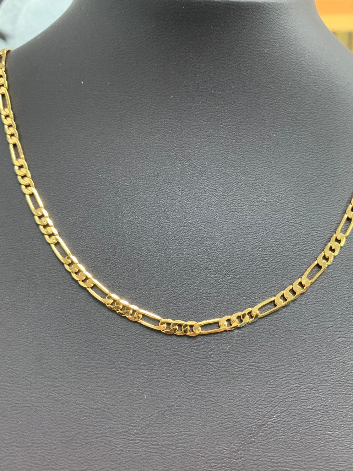 1pc 17.5'' Ready to Use 24k Gold Figaro Necklace Chain, Layering Figaro Chain Dainty Necklace, Perfect for Pendant Charm, 180