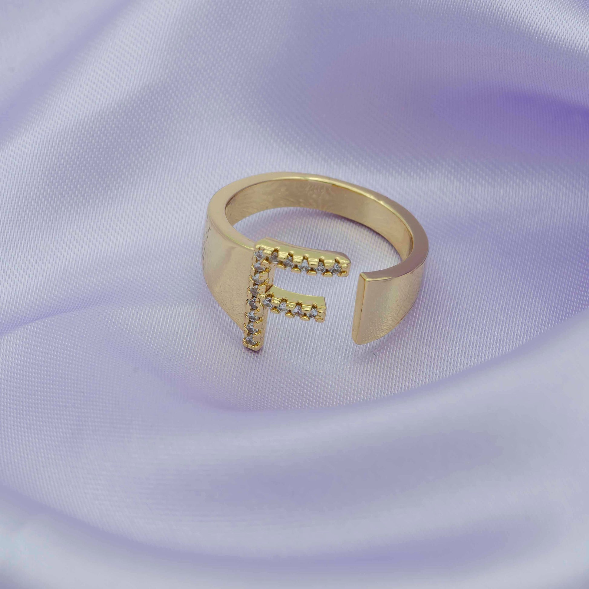 Chunky Initial Gold Ring Alphabet Ring Gold Stacking Ring Open Ring Letter Ring Vintage Gold Rings Thumb Ring Personalized Jewelry