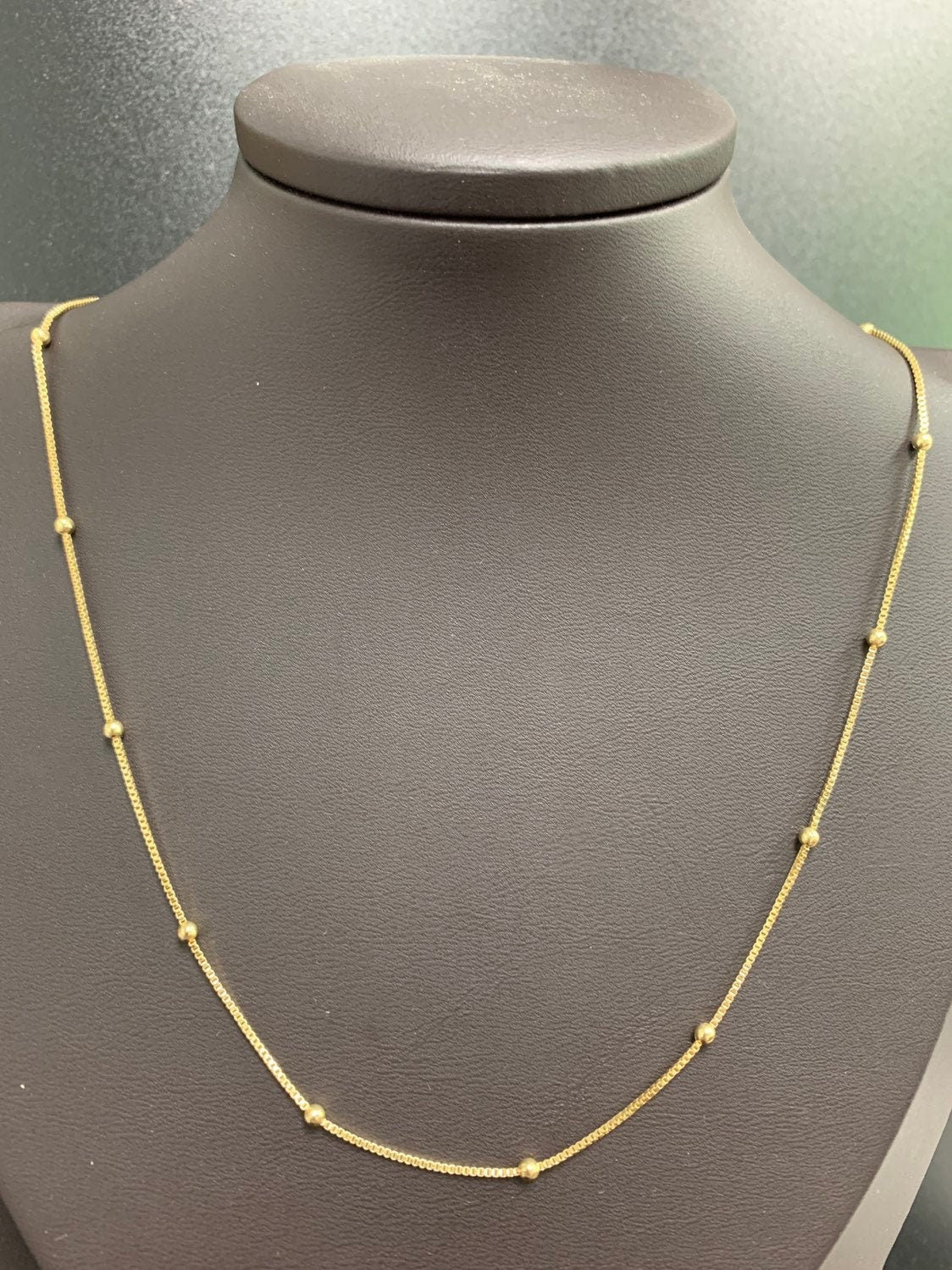 17.5'' Ready to Use Thin Rolo Necklace Chain, Layering Ball Box Chain Luxe Necklace, For Pendant Charm Necklace, 232