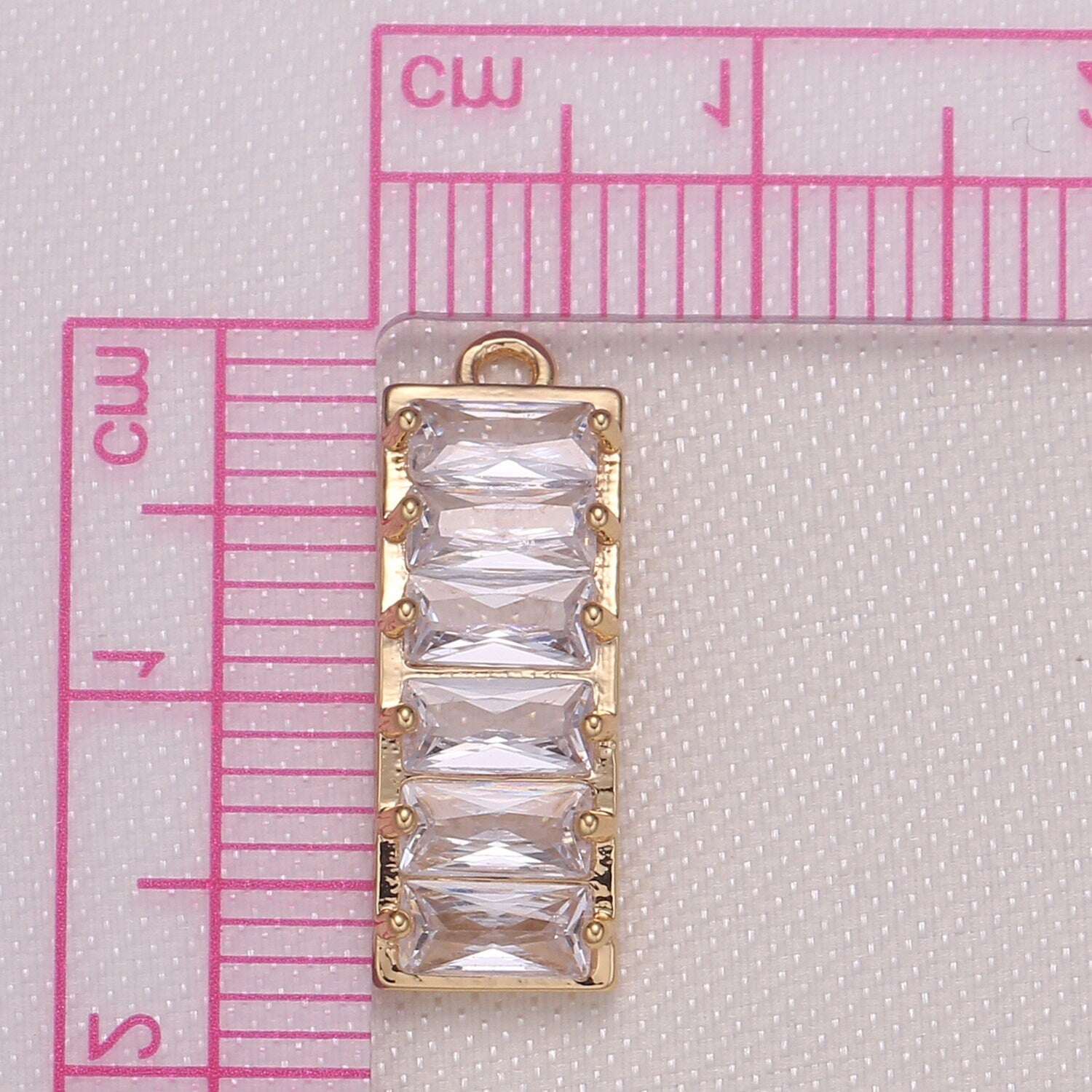 Dainty Baguette Rectangle charm Mini Gold Geometric pendant for Necklace Bracelet Earring Component -920