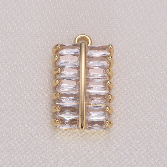 Dainty Baguette Rectangle charm Mini Gold Geometric pendant for Necklace Bracelet Earring Component -931