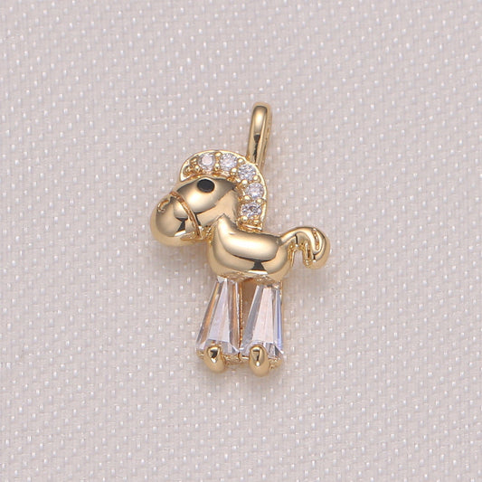9X8mm Tiny Horse Charm Pendant, Pony Charm Necklace Bracelet Earring Charms, Animal Lover Kids Jewelry Gold Plated Pendant -933