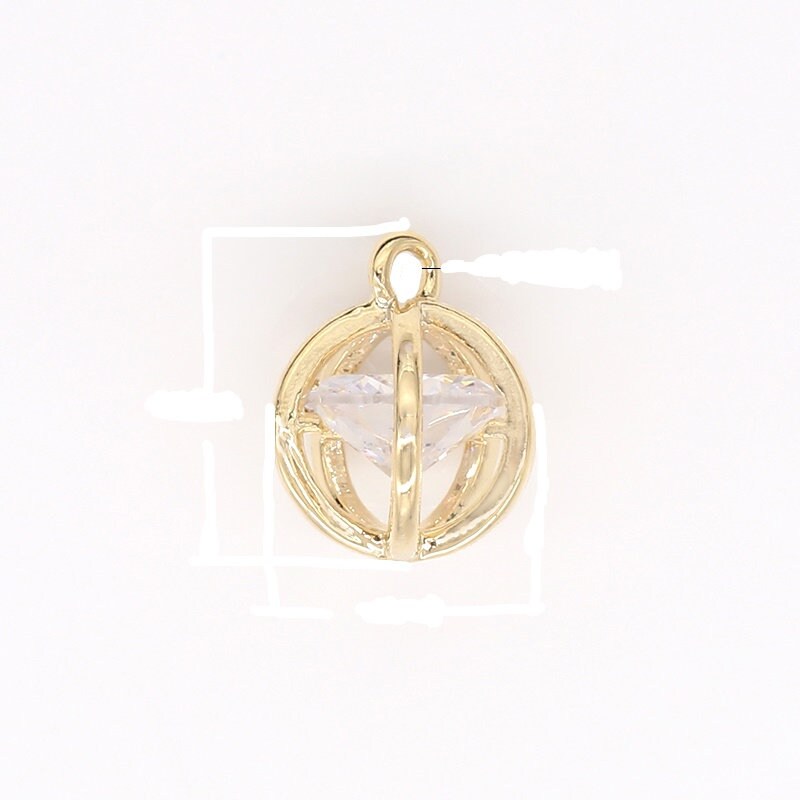 Mini Gold Ball Charm Cubic Round Charm Geometric Pendant Dangle Charms for Bracelet Necklace Earring Supply Component -146