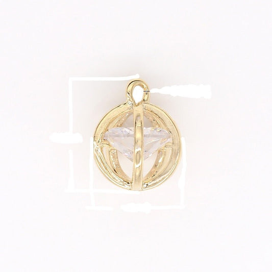 Mini Gold Ball Charm Cubic Round Charm Geometric Pendant Dangle Charms for Bracelet Necklace Earring Supply Component -146