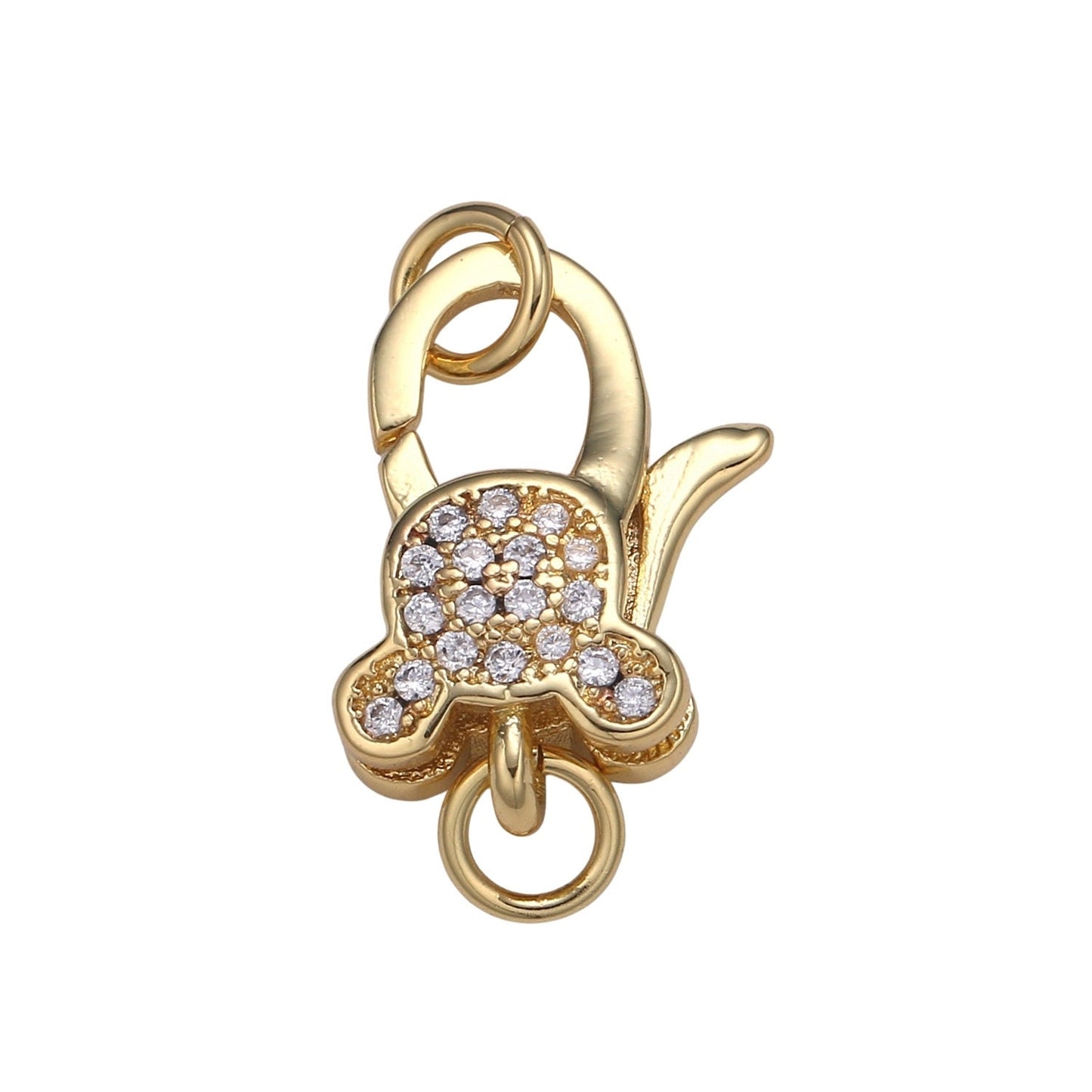 1pc Double Sided Wholesale Lobster Clasp Gold, CZ Lobster Claw with Jump Ring for Jewelry Necklace Bracelet Anklet Making, supp 1129