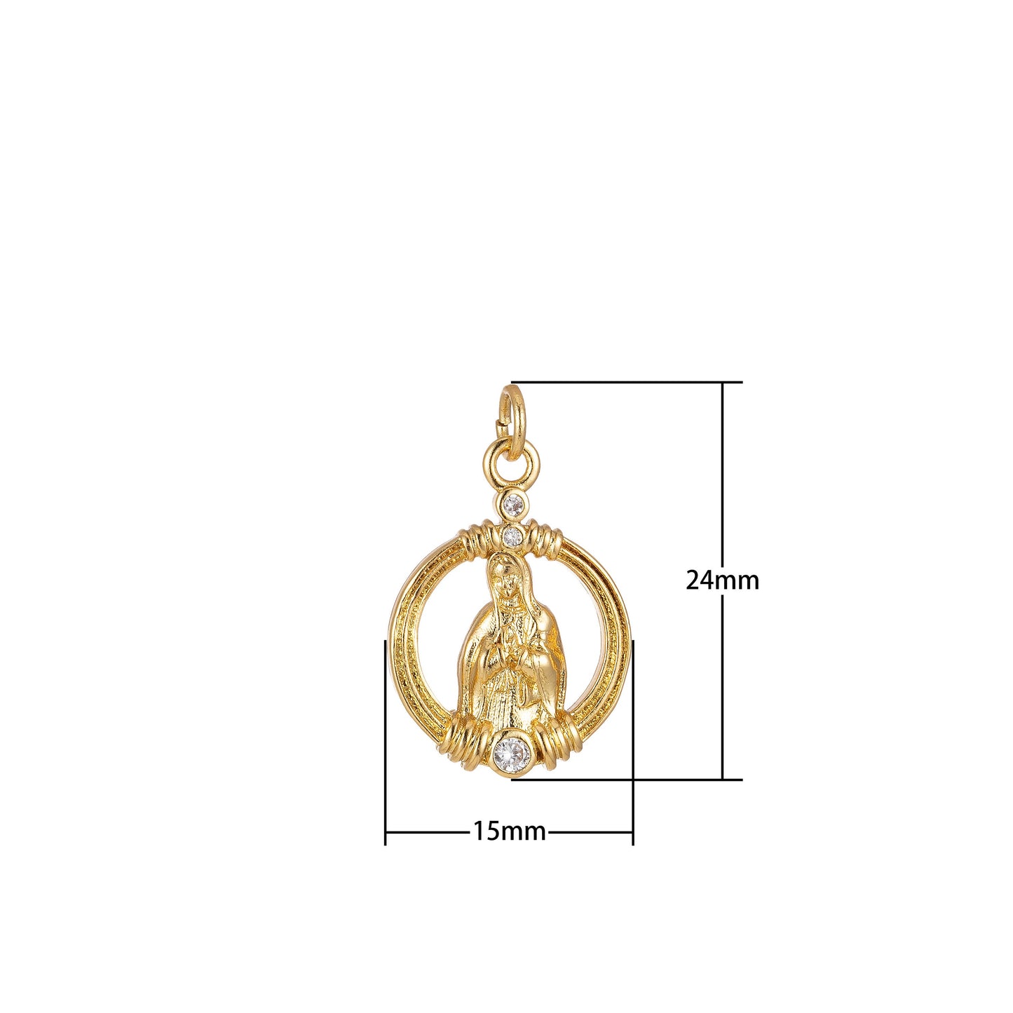 Dainty Gold Elegant Simple Religious Mother Mary Charm Pendant for Religious Jewelry Making