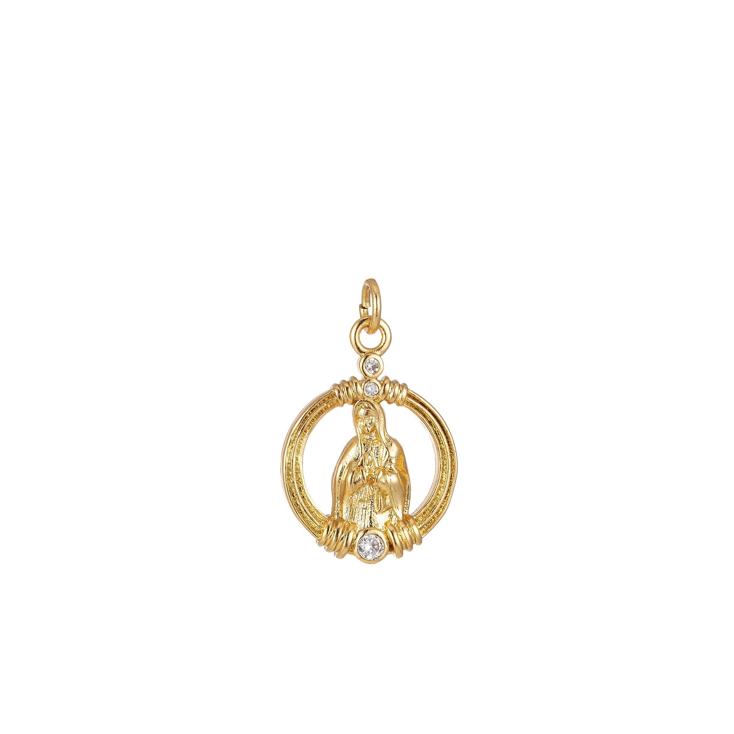 Dainty Gold Elegant Simple Religious Mother Mary Charm Pendant for Religious Jewelry Making