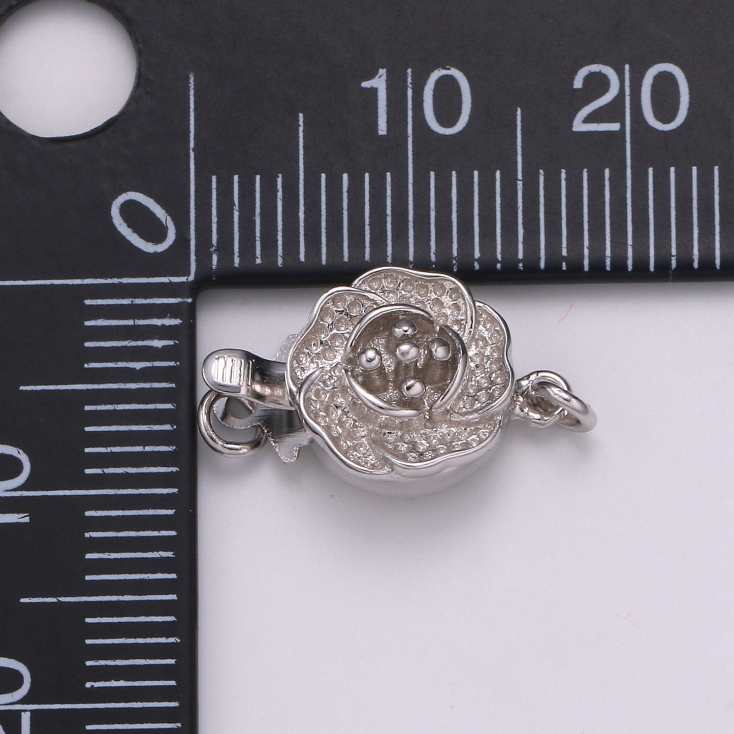 1 Pc 925 Sterling Silver Flower Clasp, Rose Charm Connector for Pearl Bracelet Necklace Jewelry Making Supply SIlver Charm ConnectorSL-234