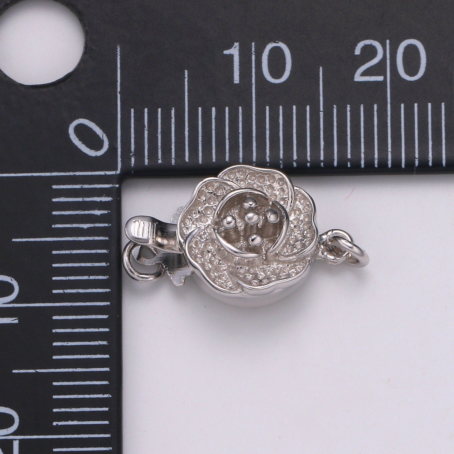 1 Pc 925 Sterling Silver Flower Clasp, Rose Charm Connector for Pearl Bracelet Necklace Jewelry Making Supply SIlver Charm ConnectorSL-234