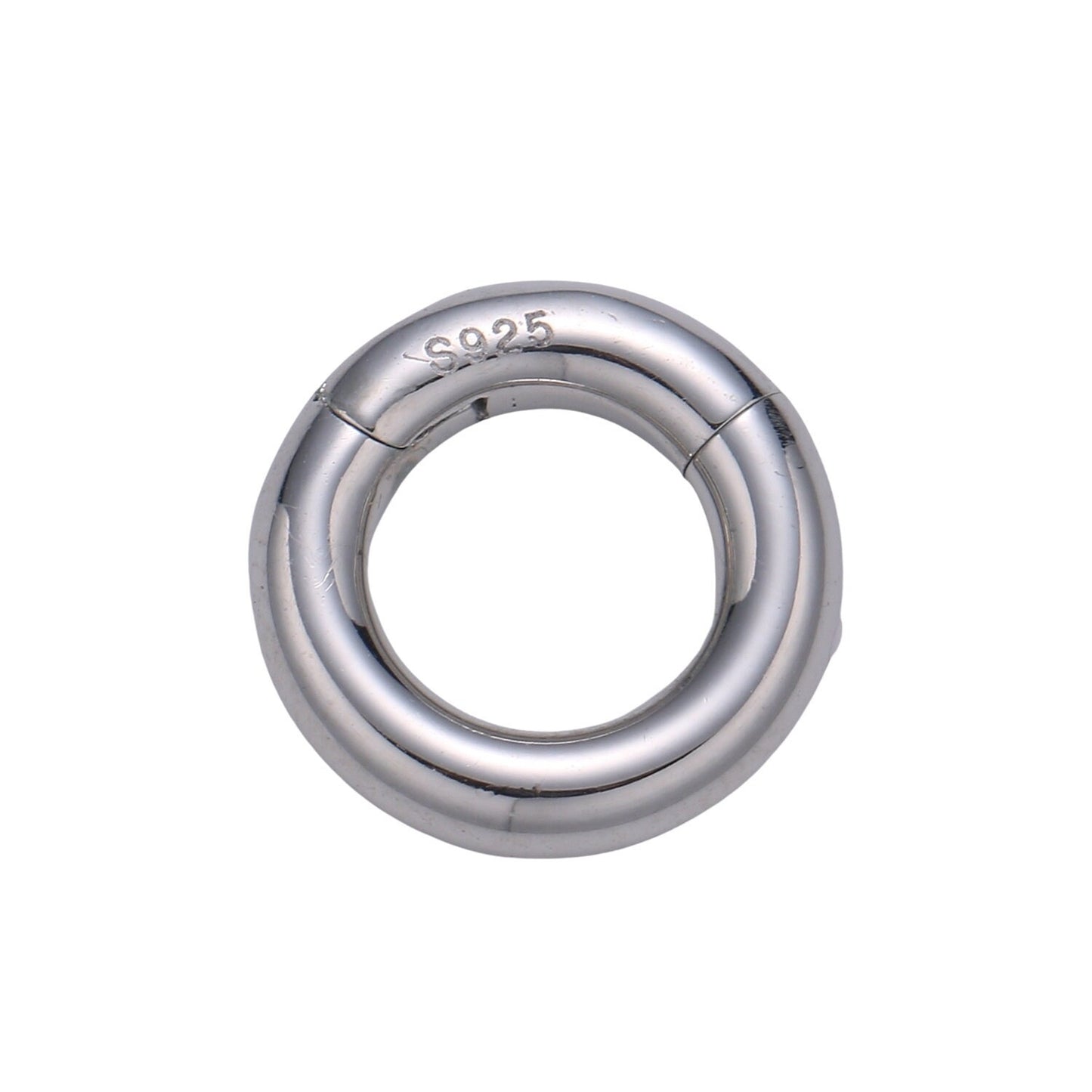 1 Pc 925 Sterling Silver Hollow Spring Gate Ring, 16.3mm Push Gate ring, Charm Holder Clasp for Connector, Wristlet Holder SL-227