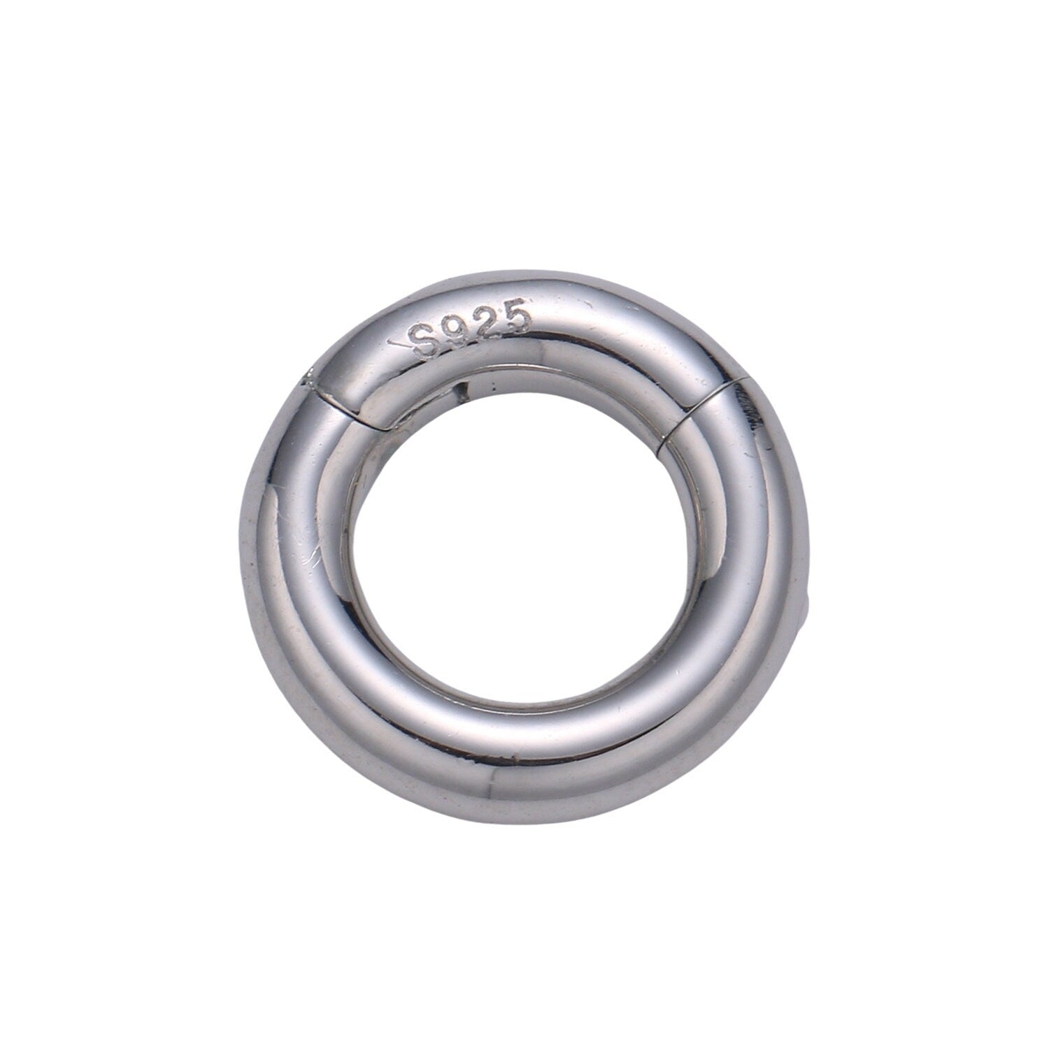 1 Pc 925 Sterling Silver Hollow Spring Gate Ring, 16.3mm Push Gate ring, Charm Holder Clasp for Connector, Wristlet Holder SL-227