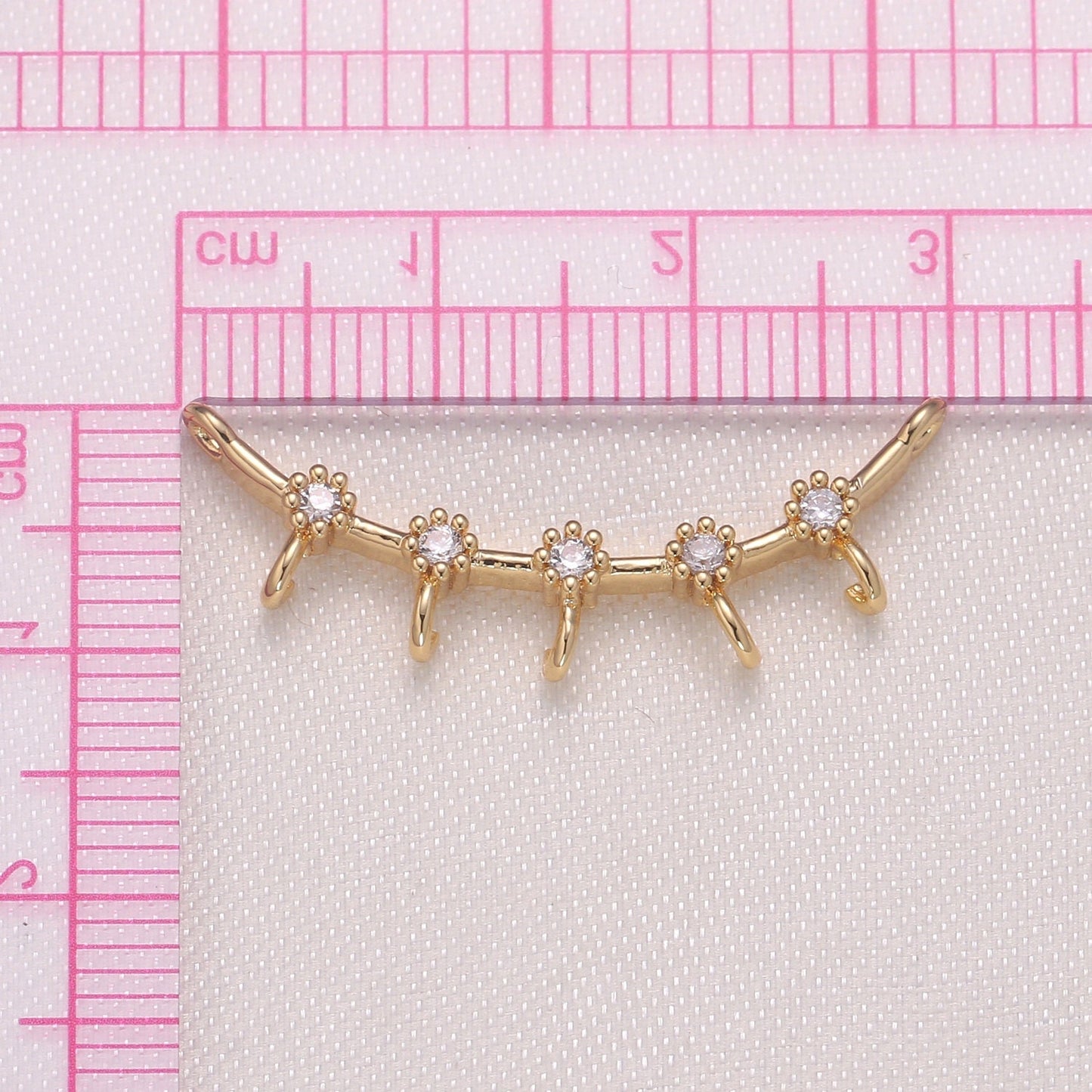 Dainty CZ Baguette Link Charm Connector Pendant, Dangle Charm Necklace Link Connector Charms,Lariat Jewelry Gold Micro pave -952