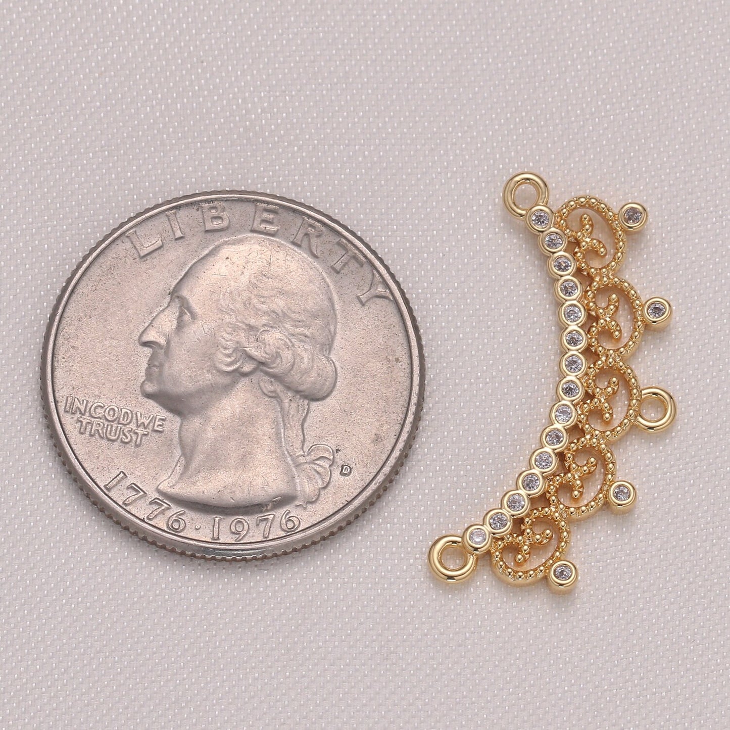 Dainty Link Charm Connector Pendant, Dangle Charm Necklace Link Connector Charms,Lariat Jewelry Gold Micro pave -953