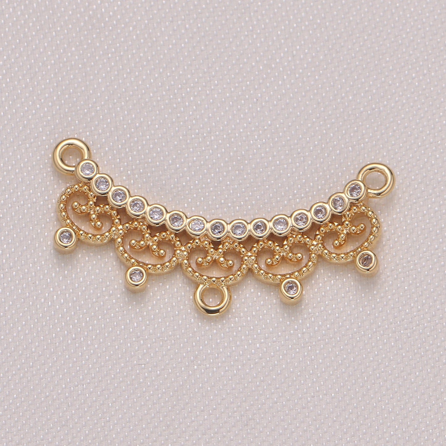 Dainty Link Charm Connector Pendant, Dangle Charm Necklace Link Connector Charms,Lariat Jewelry Gold Micro pave -953