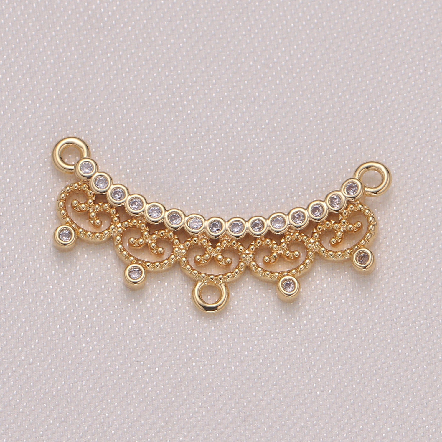 Dainty Link Charm Connector Pendant, Dangle Charm Necklace Link Connector Charms,Lariat Jewelry Gold Micro pave -953