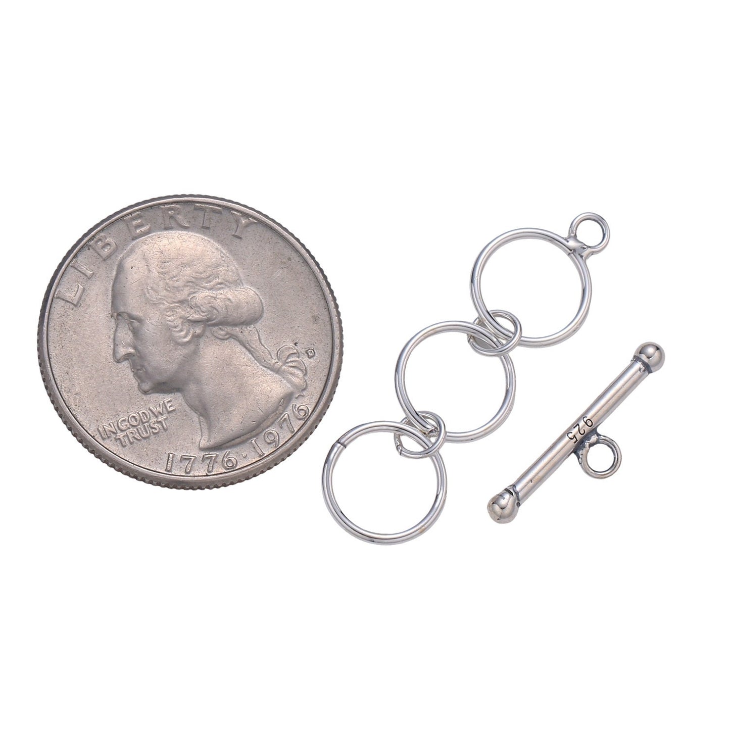 1 Set 925 Sterling Silver Triple Ring Clasp, Circle and Toggle Clasp for necklace, bracelet, DIY Jewelry making SL-239
