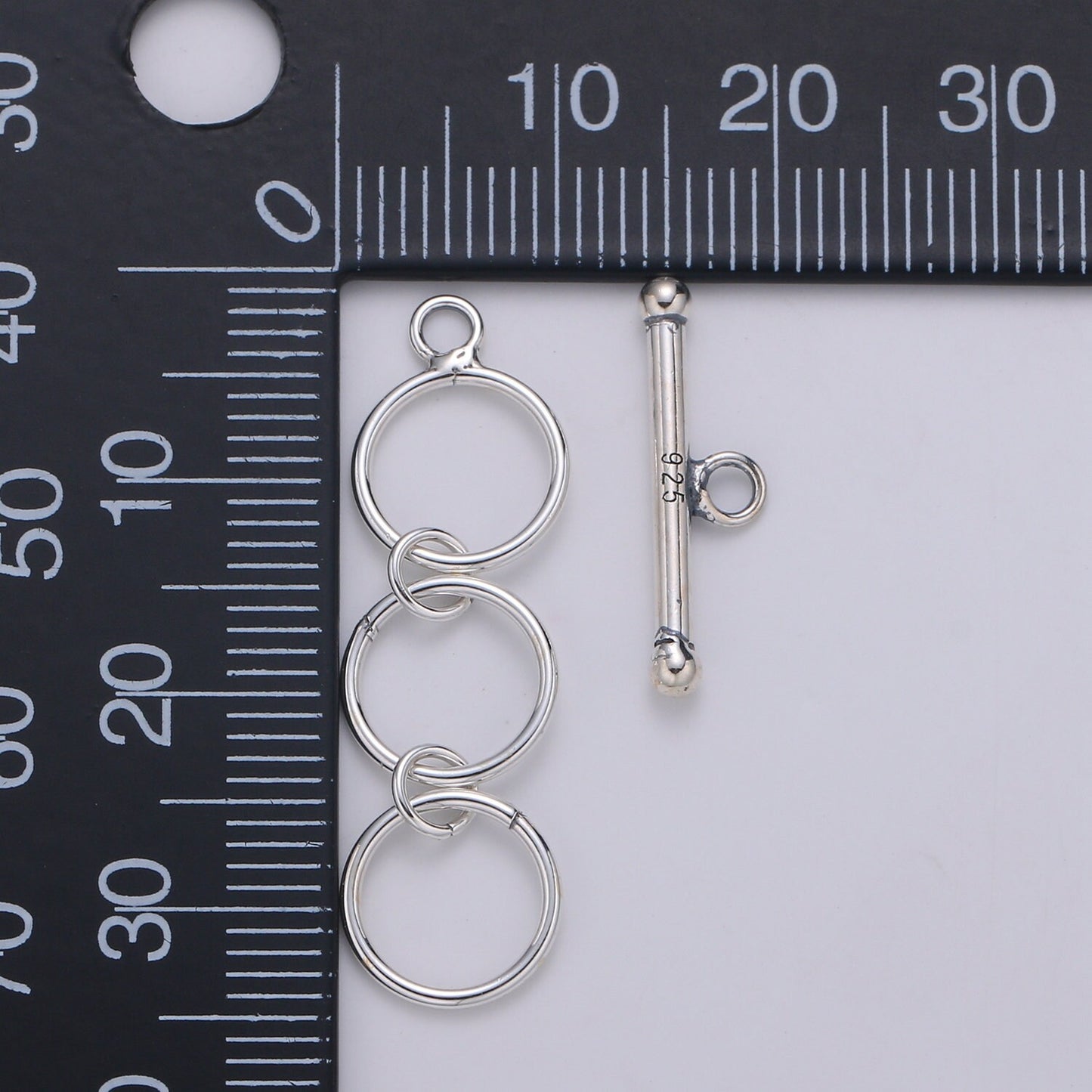 1 Set 925 Sterling Silver Triple Ring Clasp, Circle and Toggle Clasp for necklace, bracelet, DIY Jewelry making SL-239
