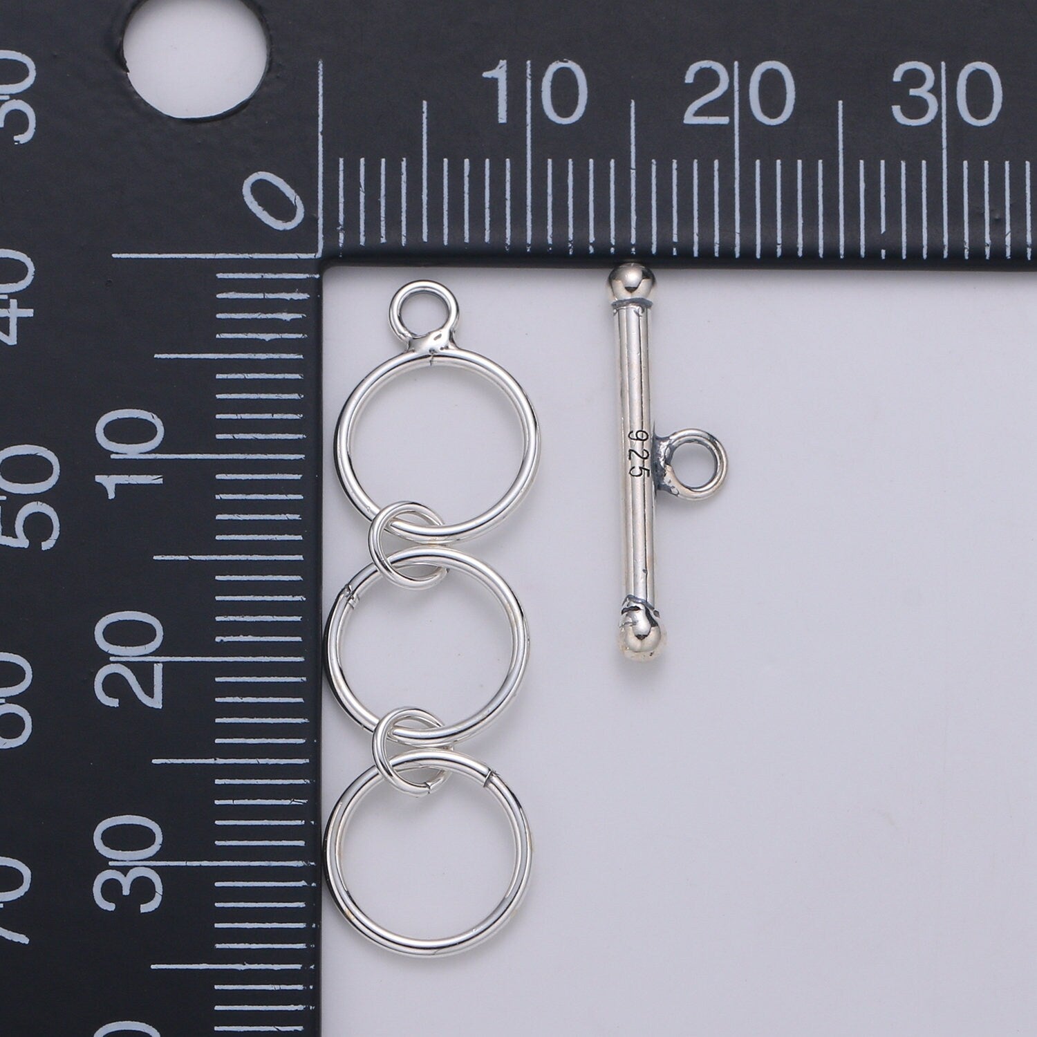 1 Set 925 Sterling Silver Triple Ring Clasp, Circle and Toggle Clasp for necklace, bracelet, DIY Jewelry making SL-239