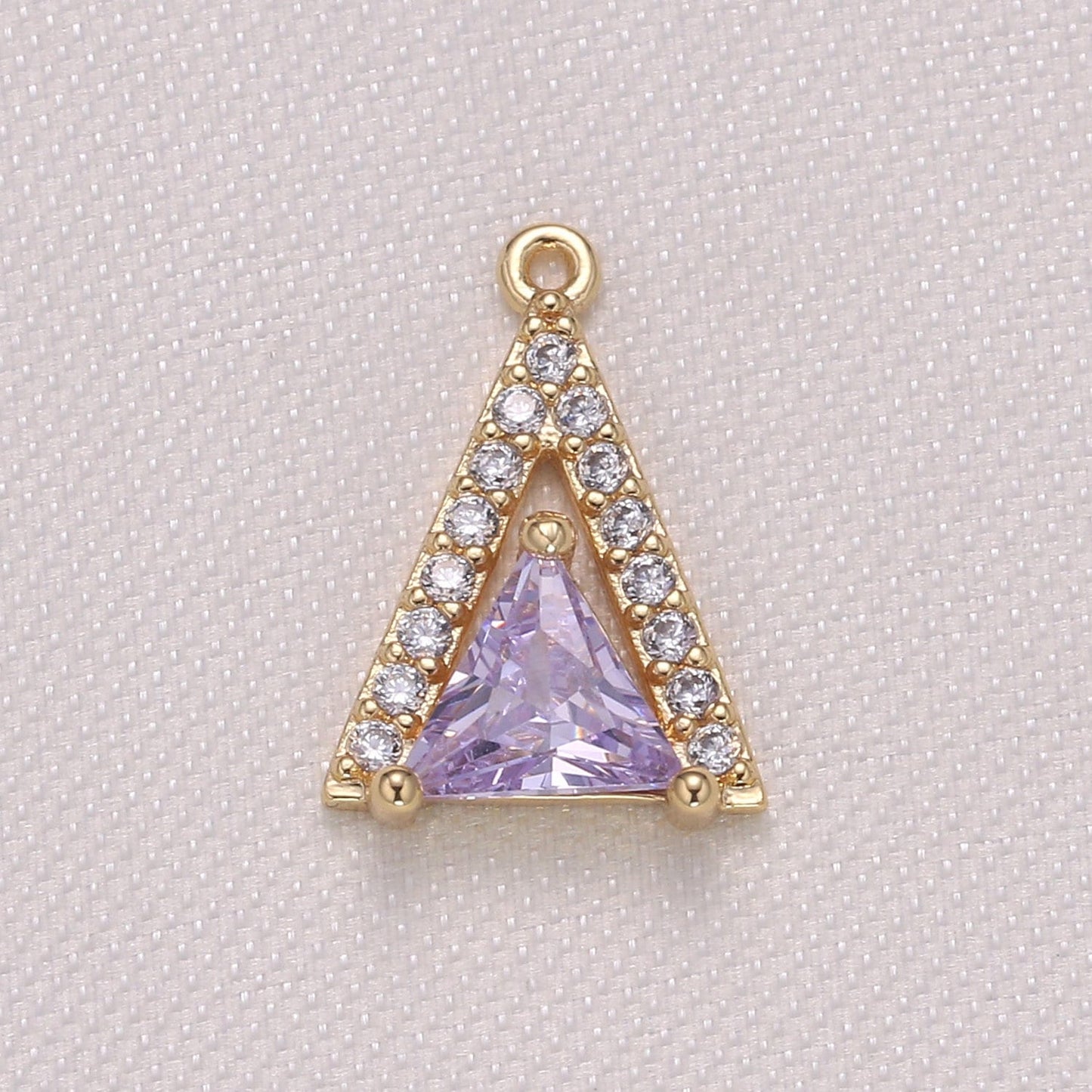 Mini Triangle CZ Pave Gold Geometric Charm Gold Small Minimalist Jewelry Making Supplies for Bracelet Earring Necklace -954