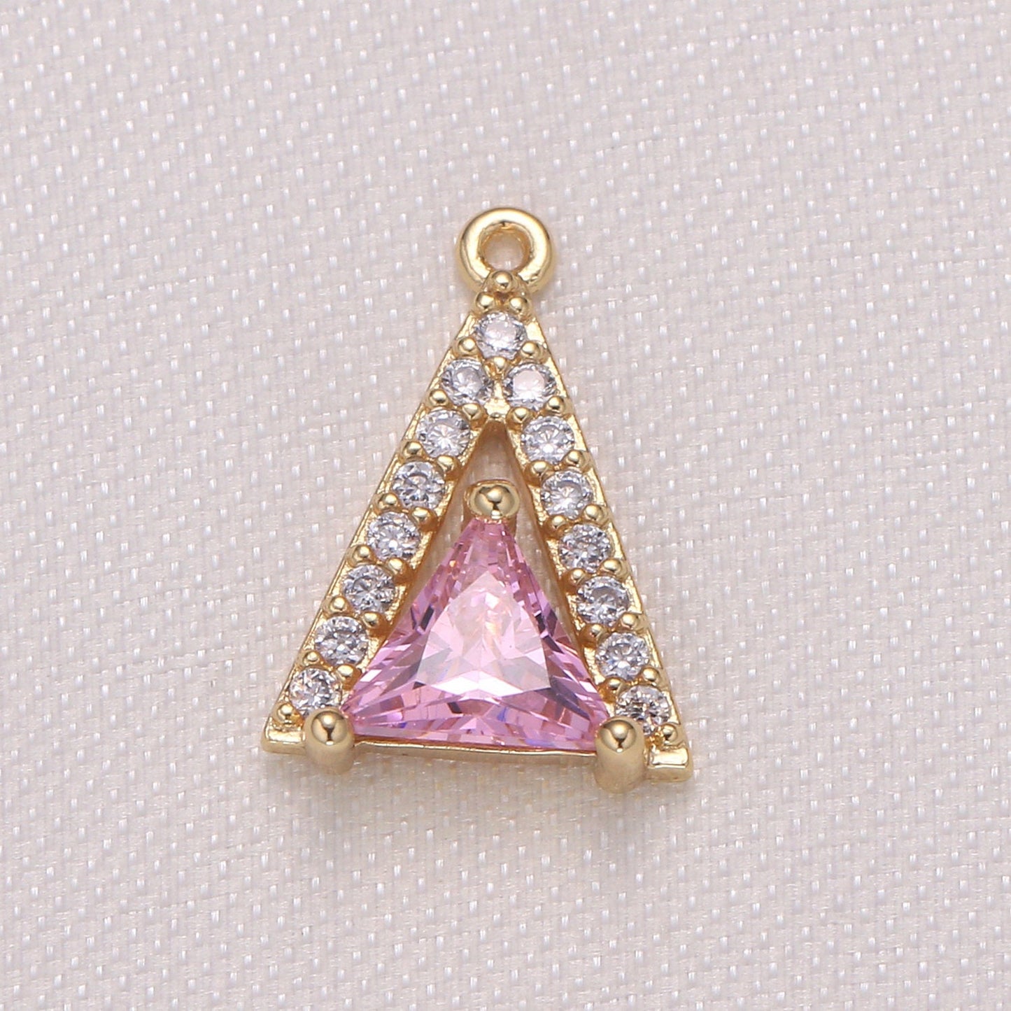 Mini Triangle CZ Pave Gold Geometric Charm Gold Small Minimalist Jewelry Making Supplies for Bracelet Earring Necklace -954