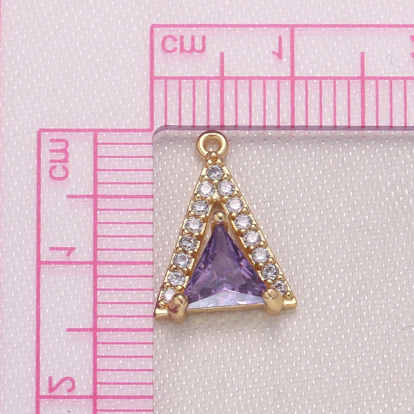 Mini Triangle CZ Pave Gold Geometric Charm Gold Small Minimalist Jewelry Making Supplies for Bracelet Earring Necklace -954