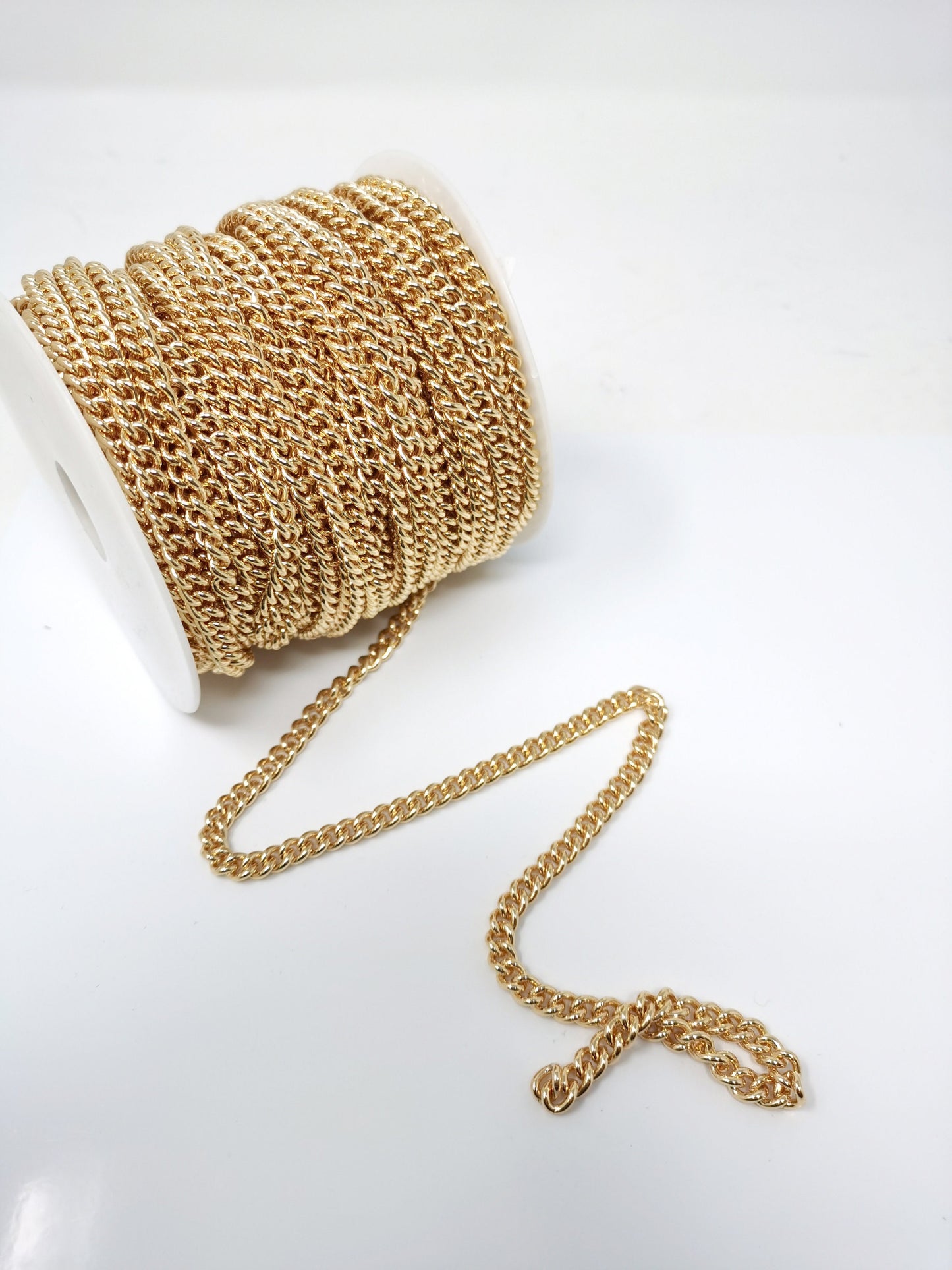 5.9mm Gold Cuban Link Chain by Yard, Cable Rolo Chain, Wholesale bulk Stunning Cuban Chain DIY Craft,Roll-506