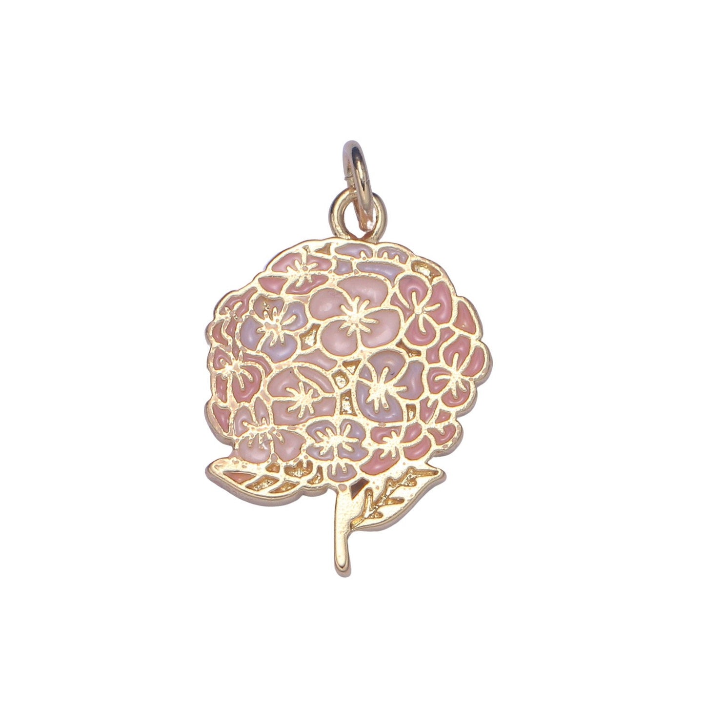 1x Hydrangeas Charm Gold Flower Charm for Bracelet Earring Necklace Enamel Petal Flower Charm Floral Jewelry Making Supply chgf 2197