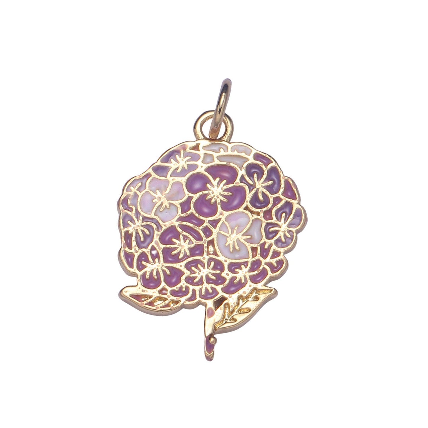 1x Hydrangeas Charm Gold Flower Charm for Bracelet Earring Necklace Enamel Petal Flower Charm Floral Jewelry Making Supply chgf 2197