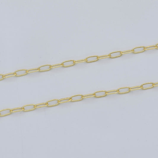 Dainty Oval Rolo Gold Chain by Yard, Oval Link, Wholesale bulk Roll Chain for Jewelry Making, Width 2.4mm,Roll-471