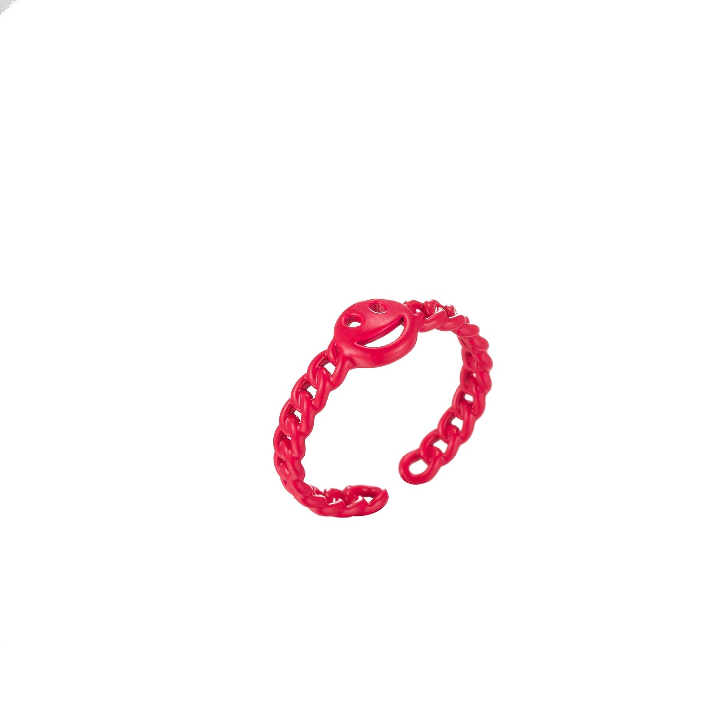 1x Dainty Y2K style retro ring Open Adjustable Happy Face Smiley Link ring Summer Trend Neon Enamel Chain for Fun Stackable Jewelry
