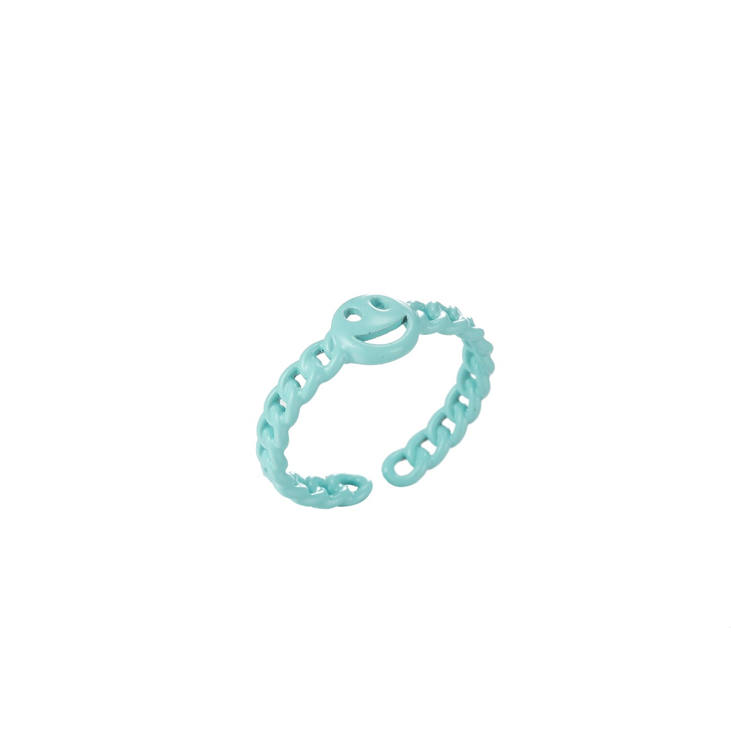1x Dainty Y2K style retro ring Open Adjustable Happy Face Smiley Link ring Summer Trend Neon Enamel Chain for Fun Stackable Jewelry