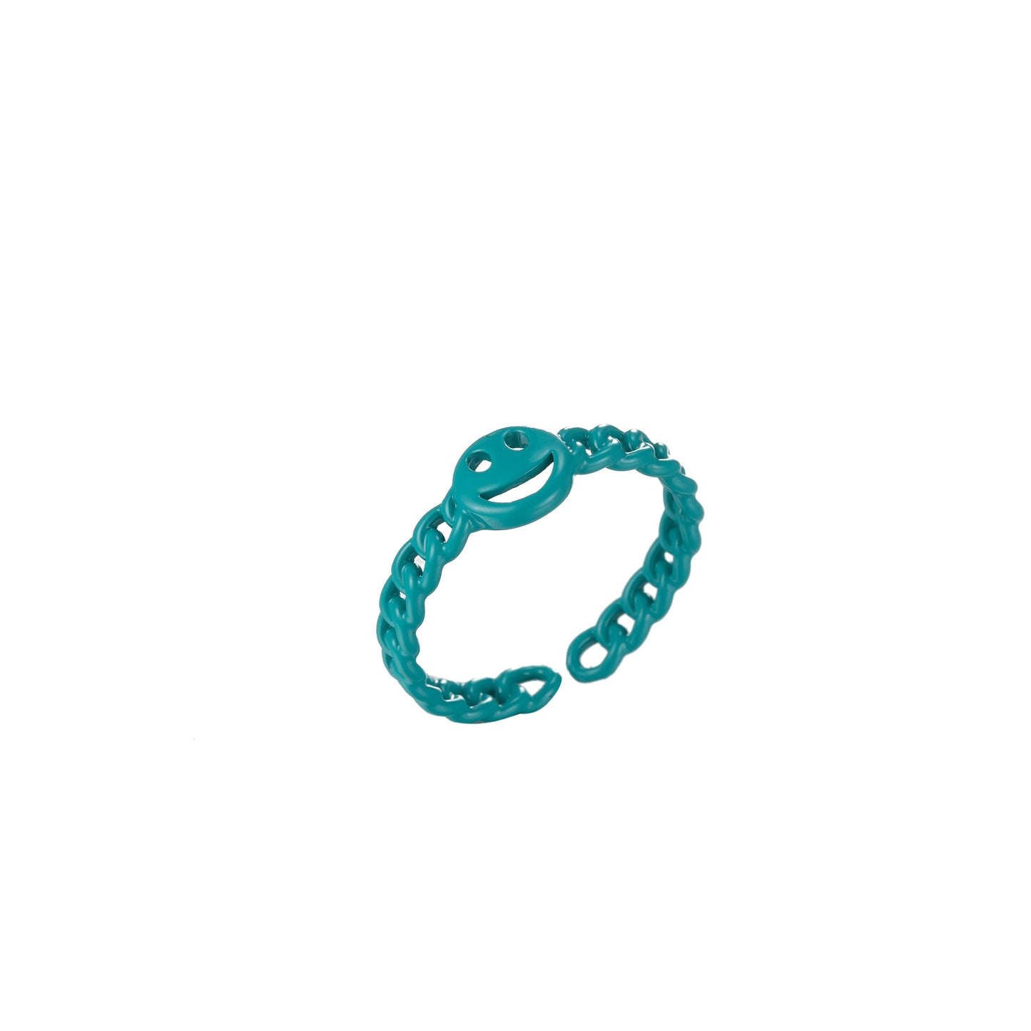 1x Dainty Y2K style retro ring Open Adjustable Happy Face Smiley Link ring Summer Trend Neon Enamel Chain for Fun Stackable Jewelry