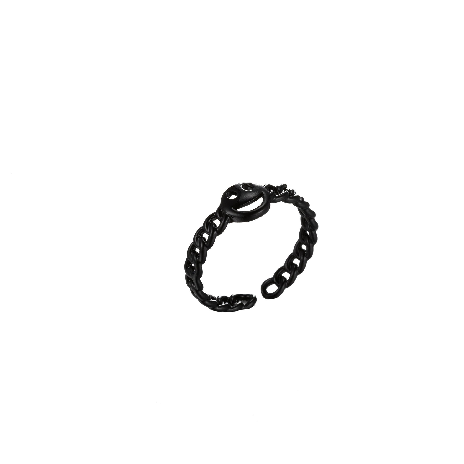 1x Dainty Y2K style retro ring Open Adjustable Happy Face Smiley Link ring Summer Trend Neon Enamel Chain for Fun Stackable Jewelry