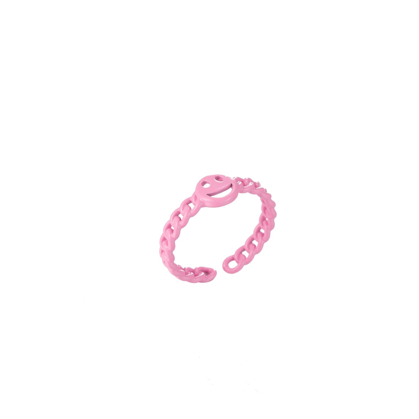 1x Dainty Y2K style retro ring Open Adjustable Happy Face Smiley Link ring Summer Trend Neon Enamel Chain for Fun Stackable Jewelry
