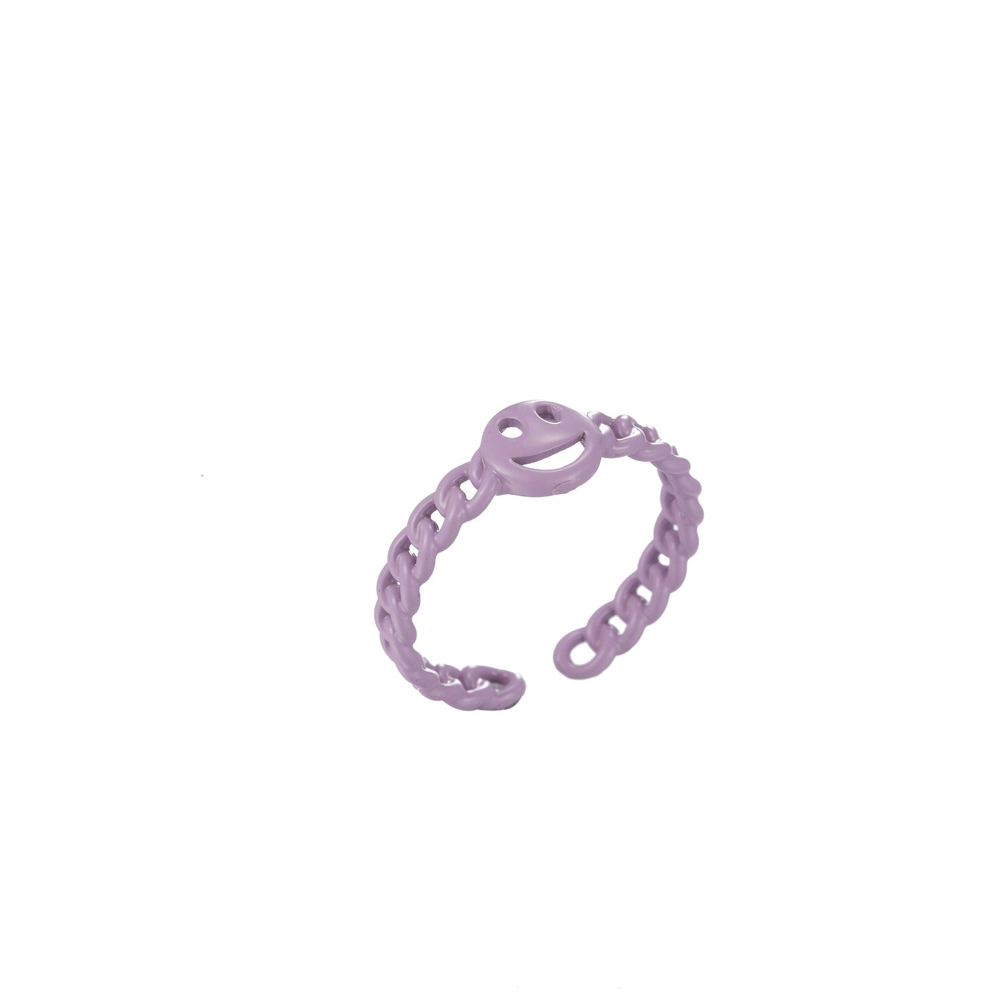 1x Dainty Y2K style retro ring Open Adjustable Happy Face Smiley Link ring Summer Trend Neon Enamel Chain for Fun Stackable Jewelry