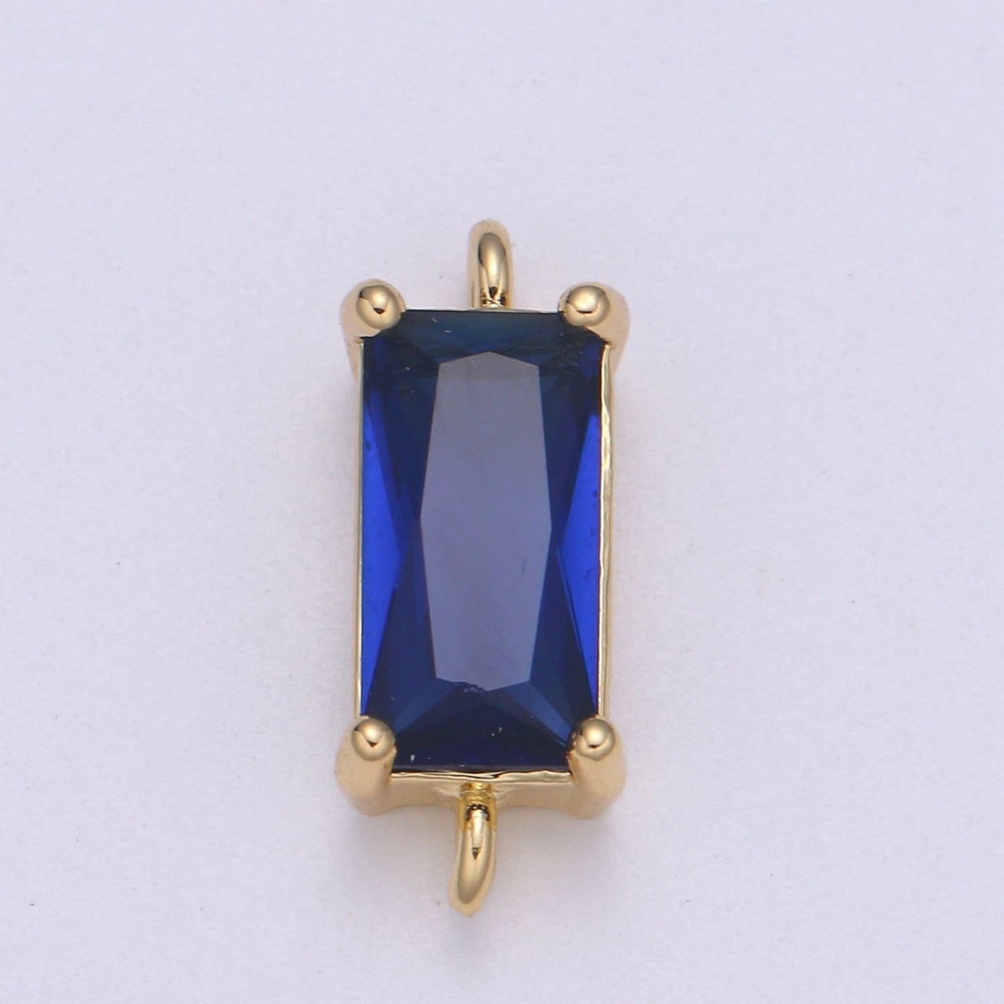 Rectangle Solitaire CZ Birthstone Charm Connector Geometric Diamond Cut Dainty Cubic Zirconia Connector for Necklace Earring Supply F611