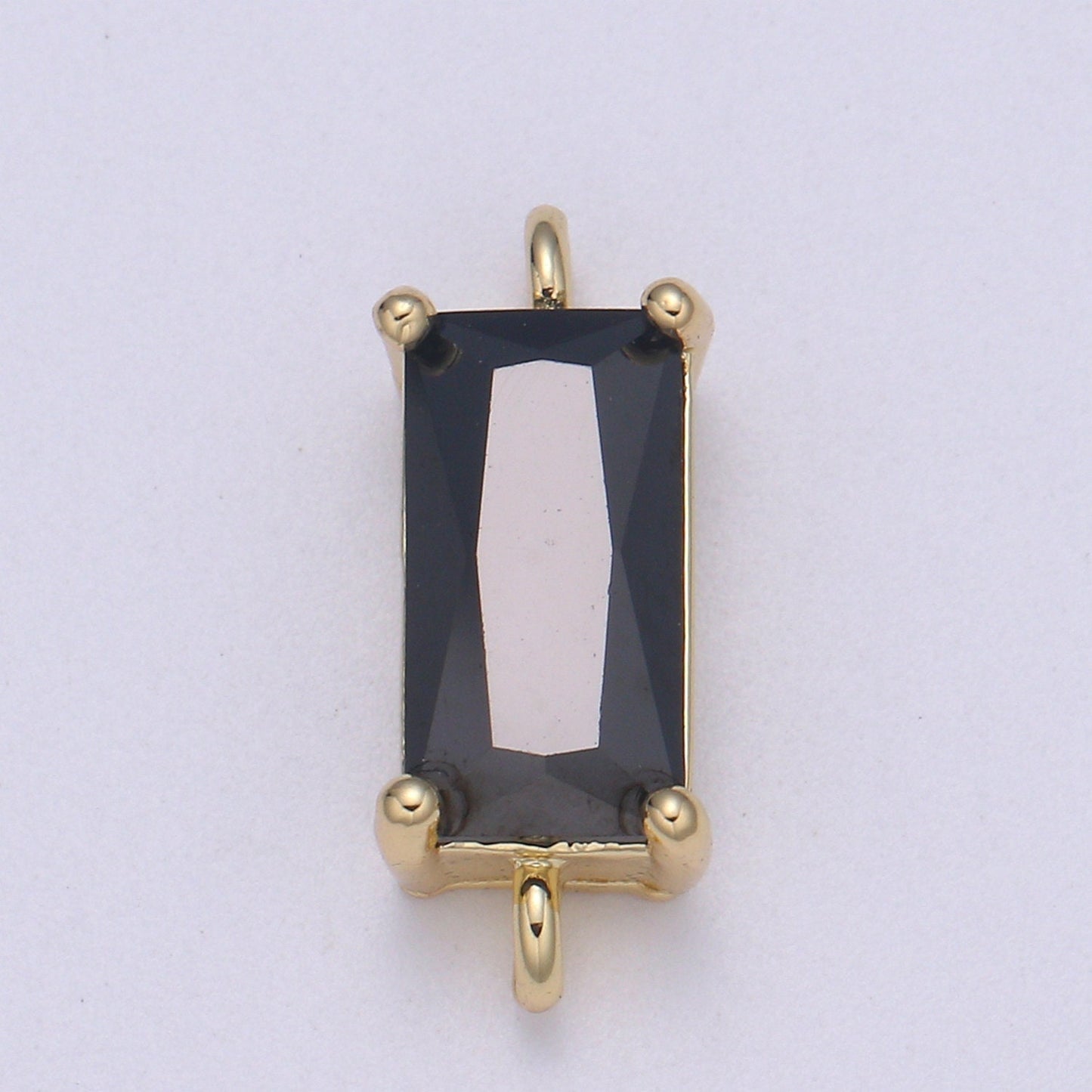Rectangle Solitaire CZ Birthstone Charm Connector Geometric Diamond Cut Dainty Cubic Zirconia Connector for Necklace Earring Supply F611