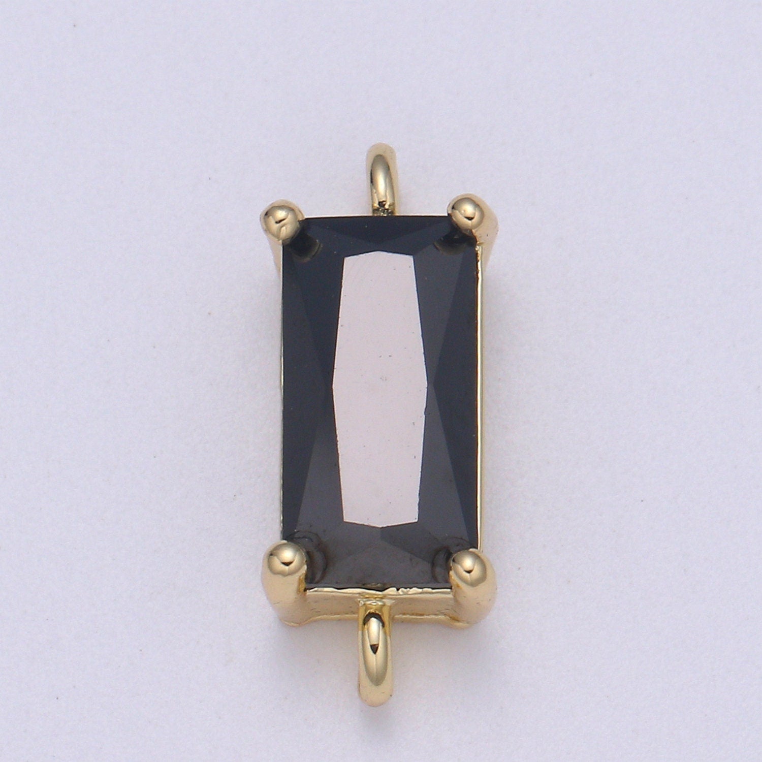 Rectangle Solitaire CZ Birthstone Charm Connector Geometric Diamond Cut Dainty Cubic Zirconia Connector for Necklace Earring Supply F611