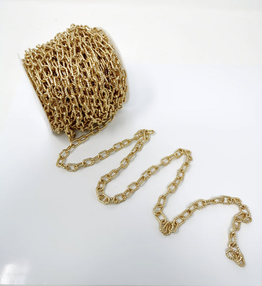 Gold Chunky Paper Clip Chain by Yard Large Twist Chain Wholesale bulk Chain Jewelry Making for Bold Statement Layer Necklace , 280